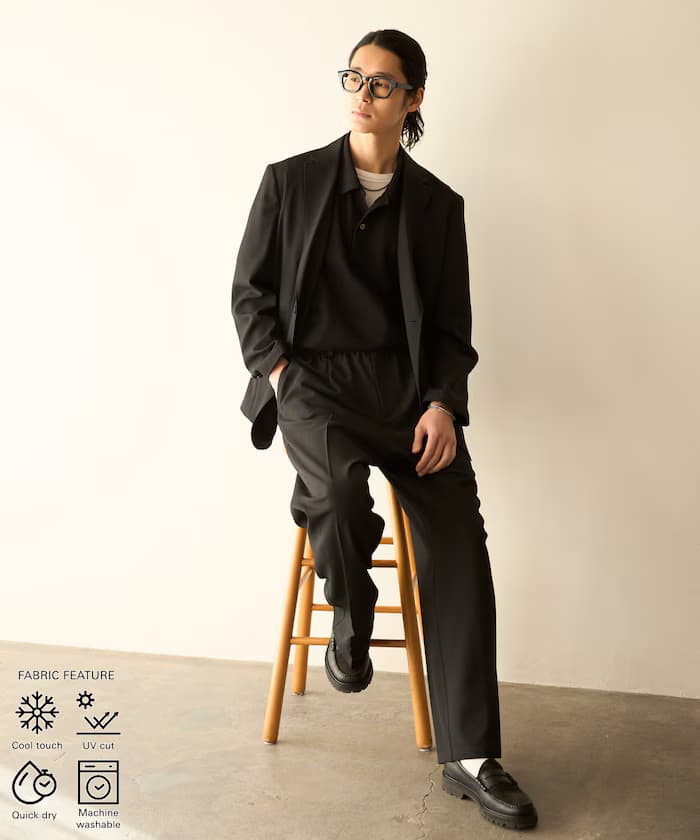 機能性素材外套＆寬版西褲套裝 可水洗 防曬 快乾 涼感