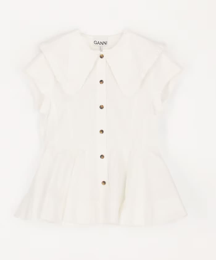 Stretch Cotton Peter Pan Collar Shirt / A1040093