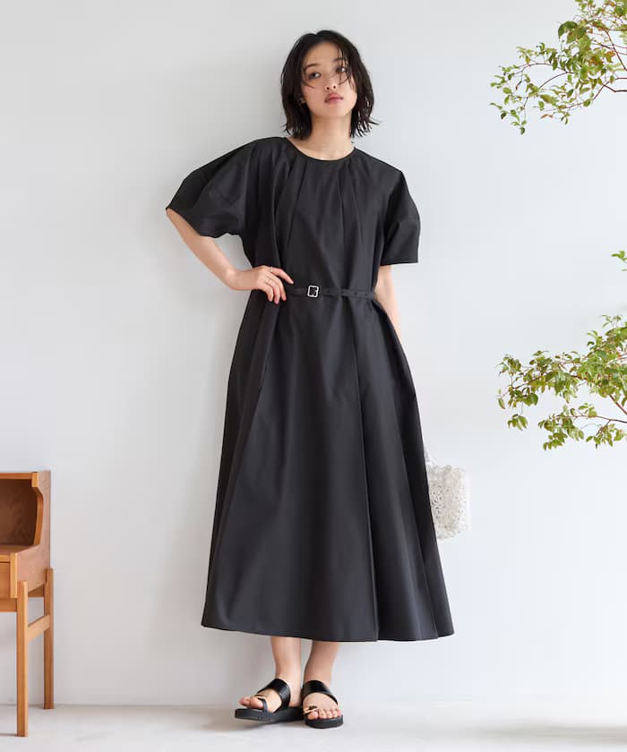 泡泡袖 2WAY 連身裙 五分袖