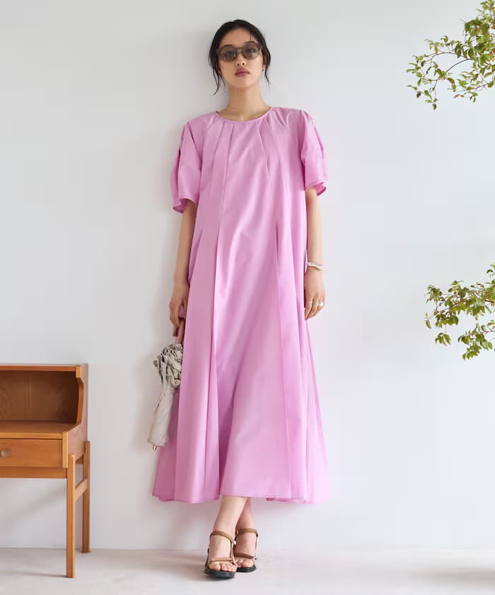 泡泡袖 2WAY 連身裙 五分袖