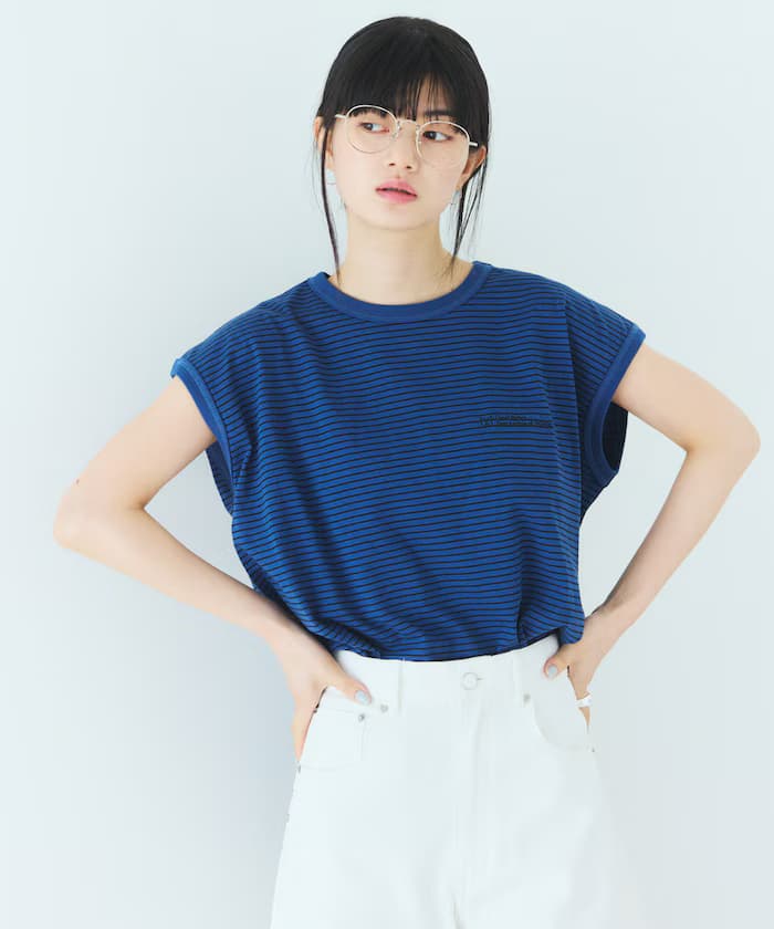 PIN BORDER 法式袖 品牌標誌 T恤