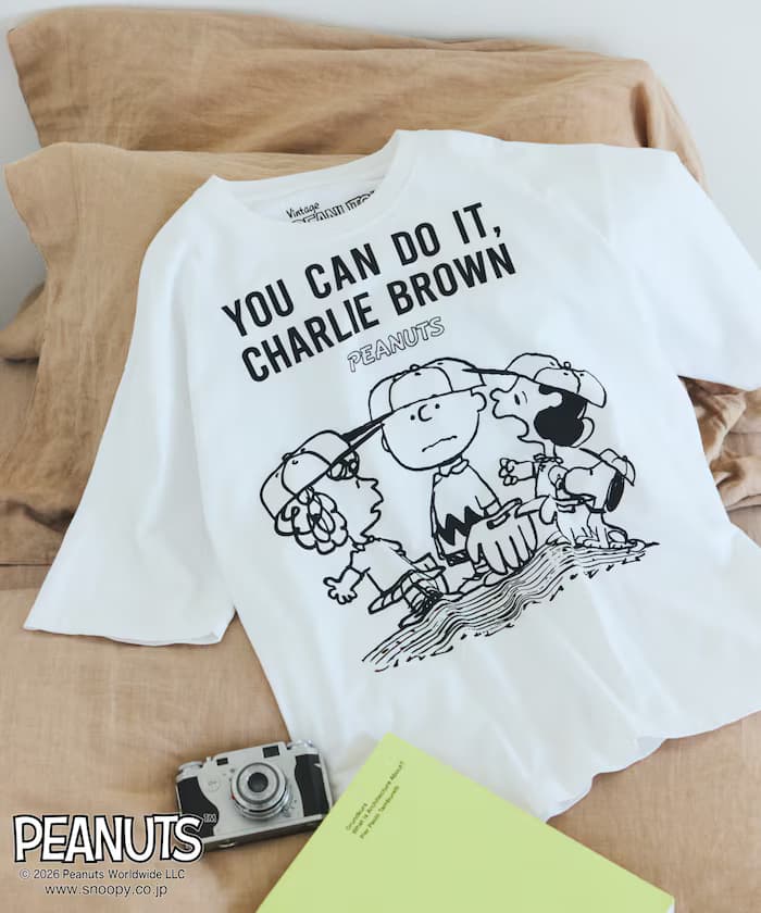 PEANUTS 聯名限定 正面印花 短袖T恤