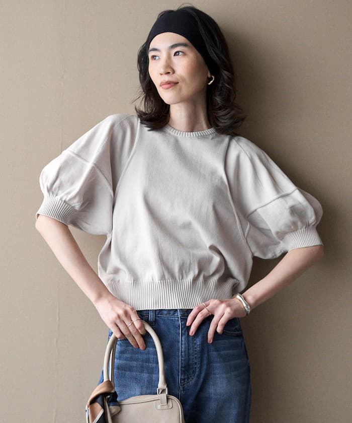 【3月11日12:00發售】日本製 無縫編織泡泡袖上衣