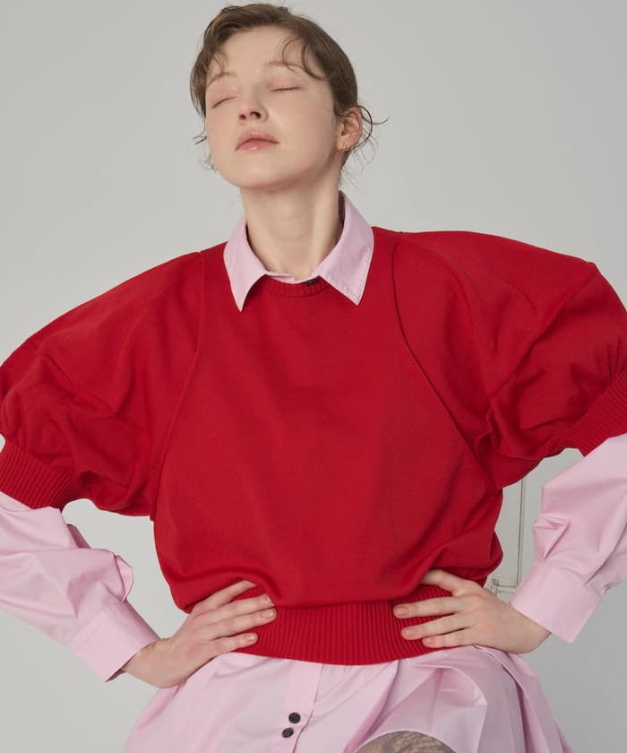 【3月11日12:00發售】日本製 無縫編織泡泡袖上衣