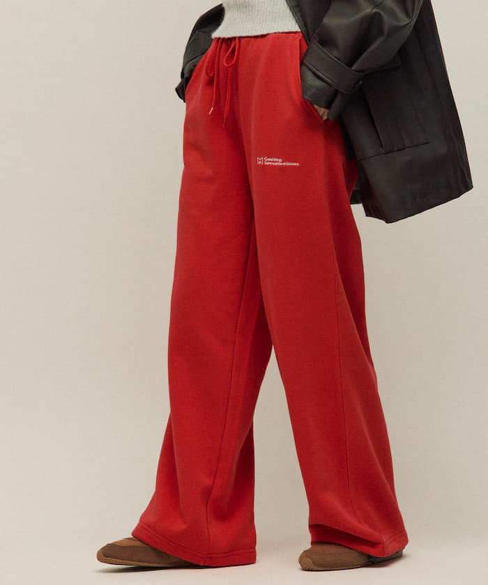 MA 基本款標誌刺繡鬆緊寬版褲子／裏毛衛衣褲子