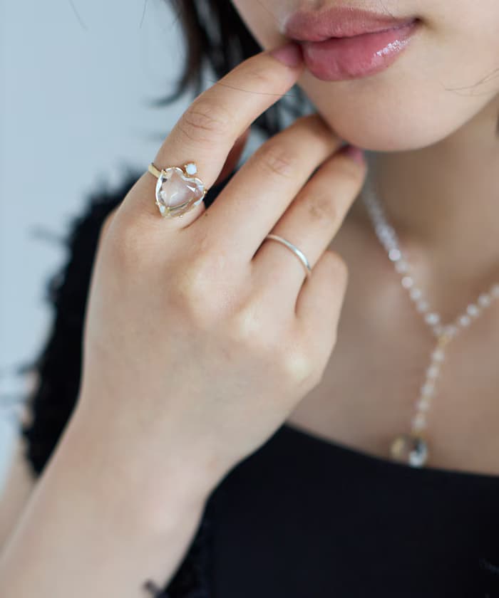 復古玻璃愛心戒指 BA26P-40FH