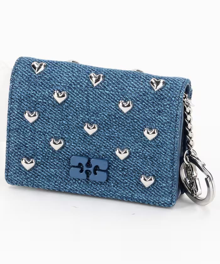 Card Holder With Flap Heart Studs / B3010120
