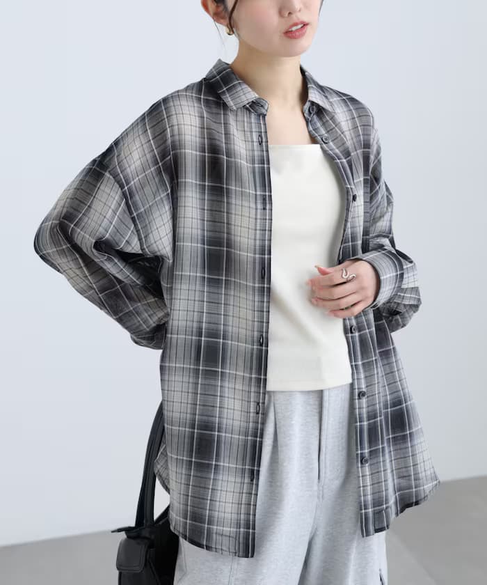 シアー格紋襯衫