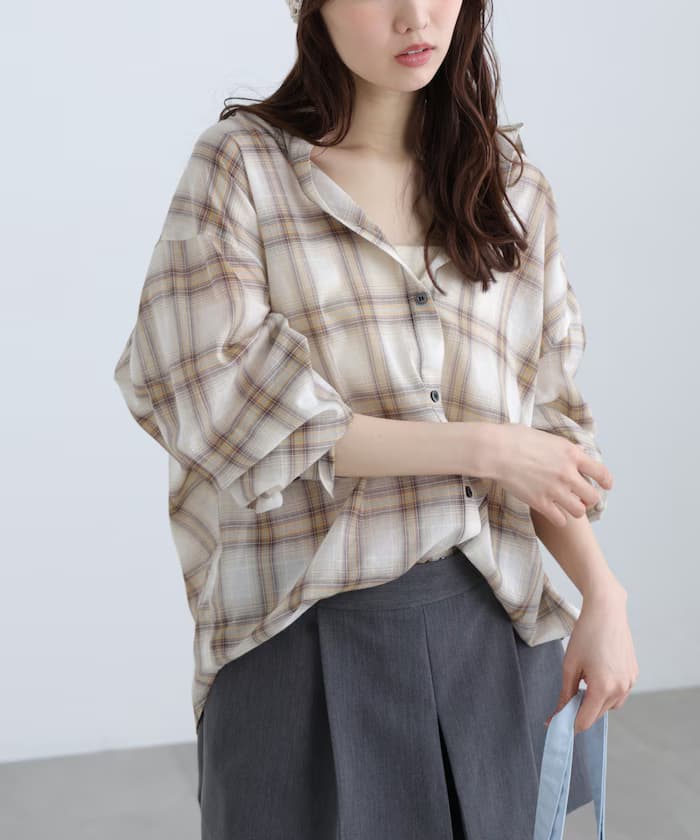 シアー格紋襯衫