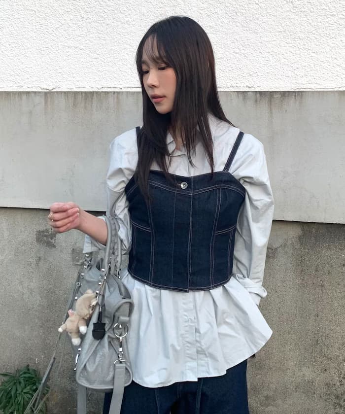 拼接丹寧馬甲背心