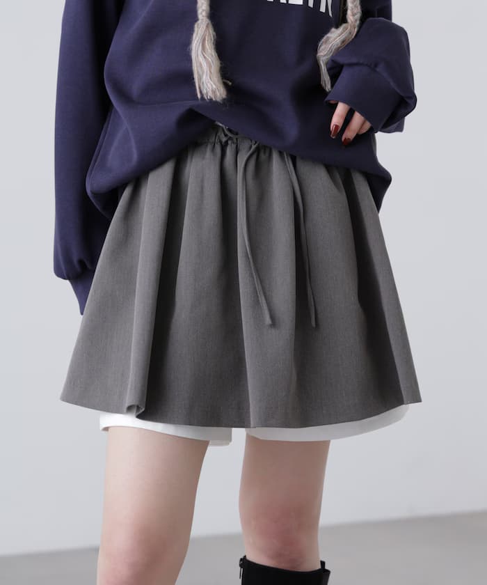 內搭褲款分層喇叭迷你裙