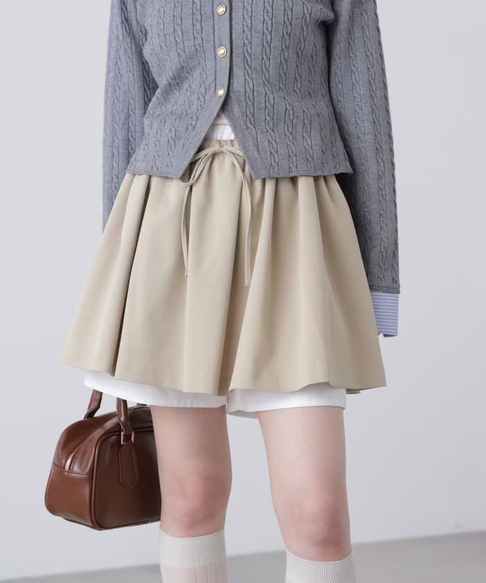 內搭褲款分層喇叭迷你裙