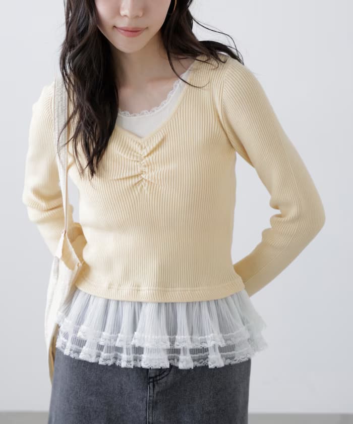 層次感設計羅紋針織衫