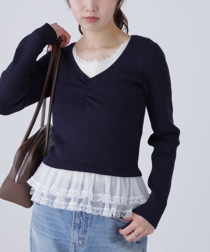 層次感設計羅紋針織衫