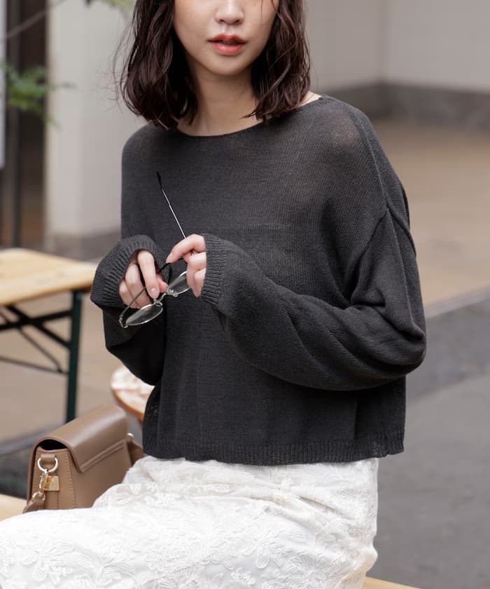 透空天竺短丈針織衫