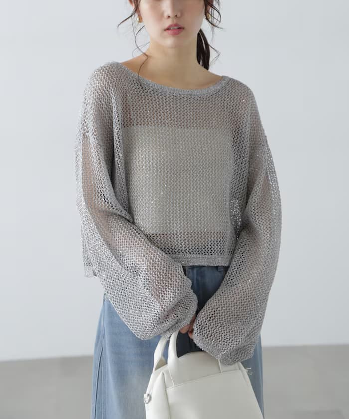 網眼亮片針織衫