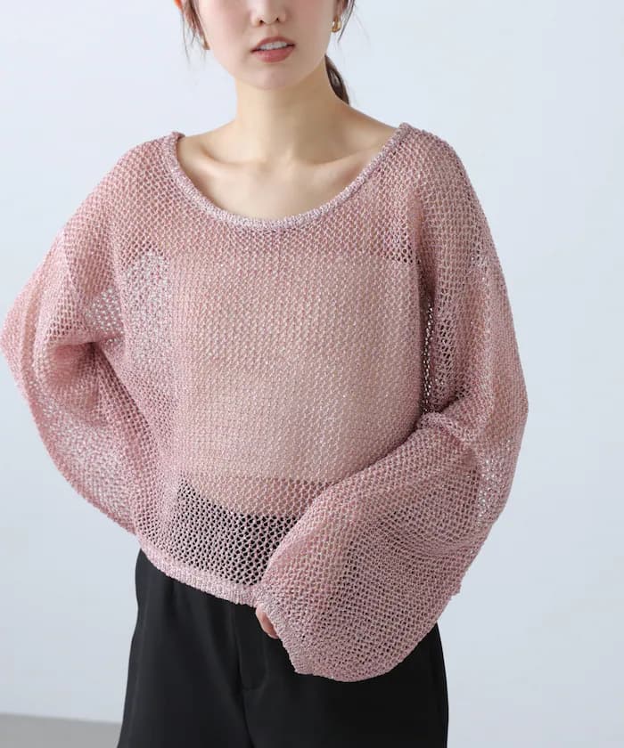 網眼亮片針織衫
