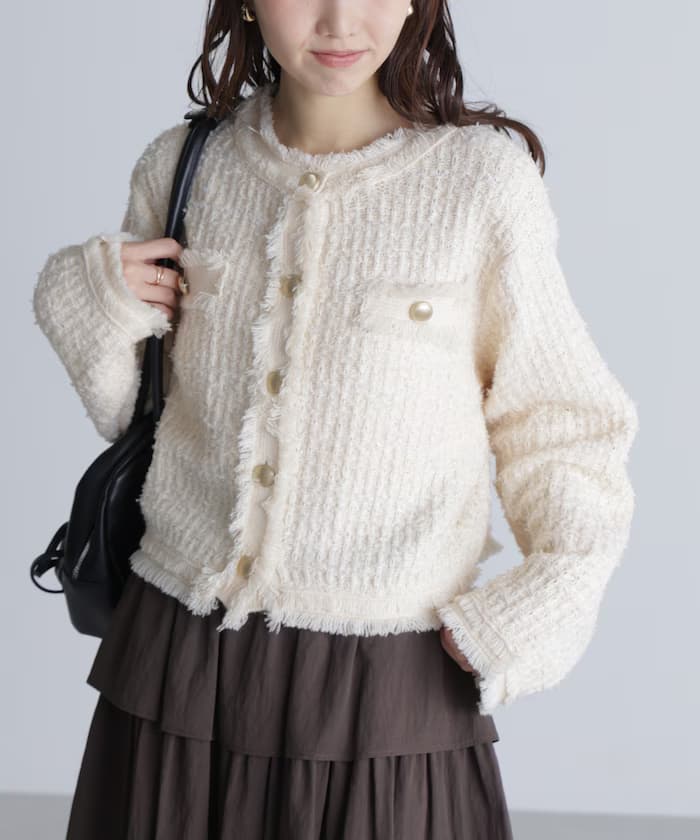 粗花呢針織開衫