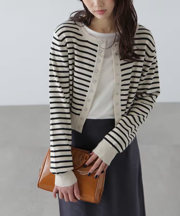 圓點鈕扣圓領針織開衫