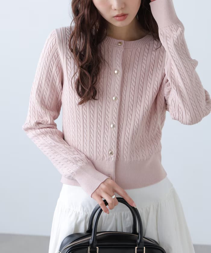 金鈕扣迷你ケーブル針織開衫