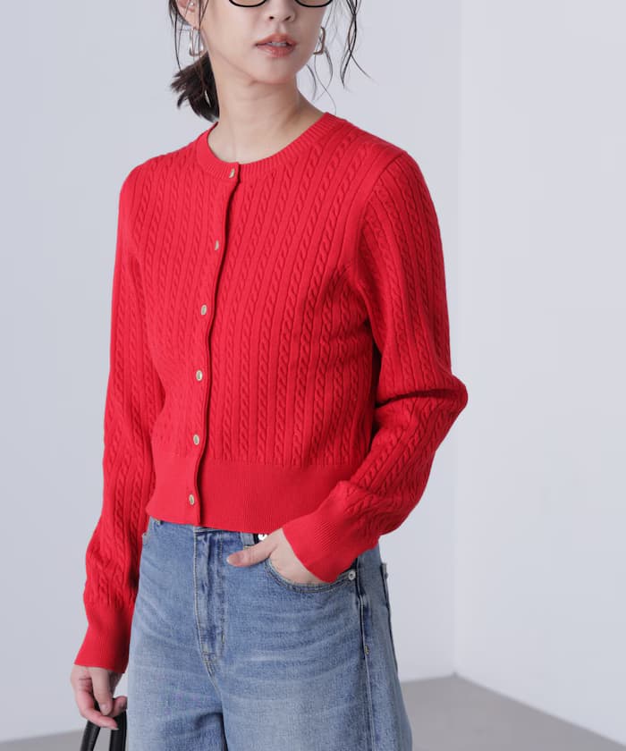 金鈕扣迷你ケーブル針織開衫