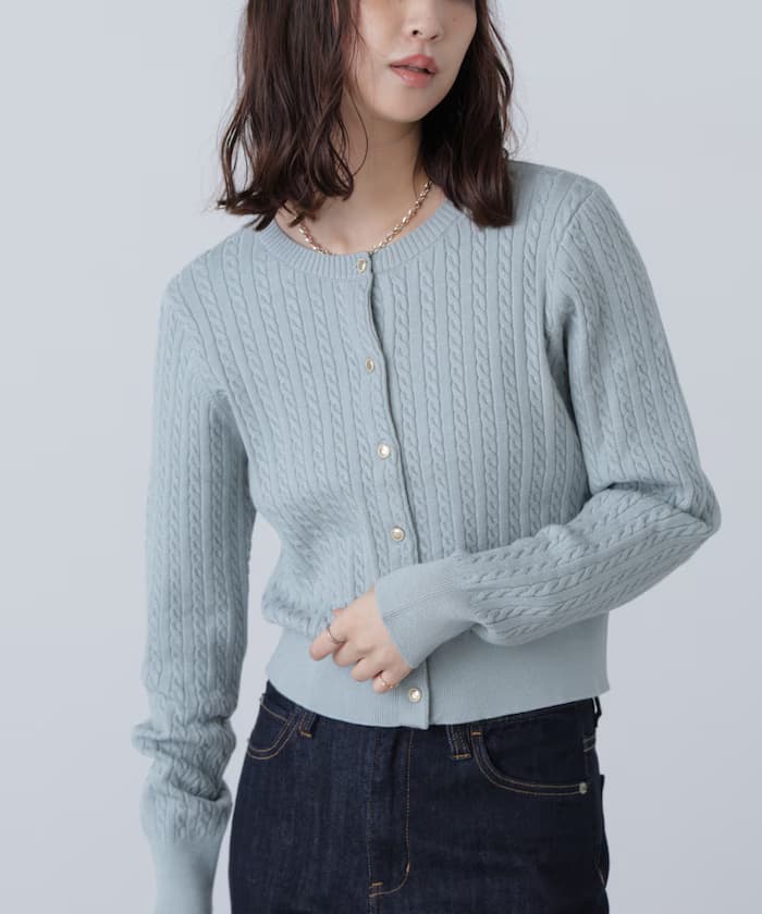 金鈕扣迷你ケーブル針織開衫