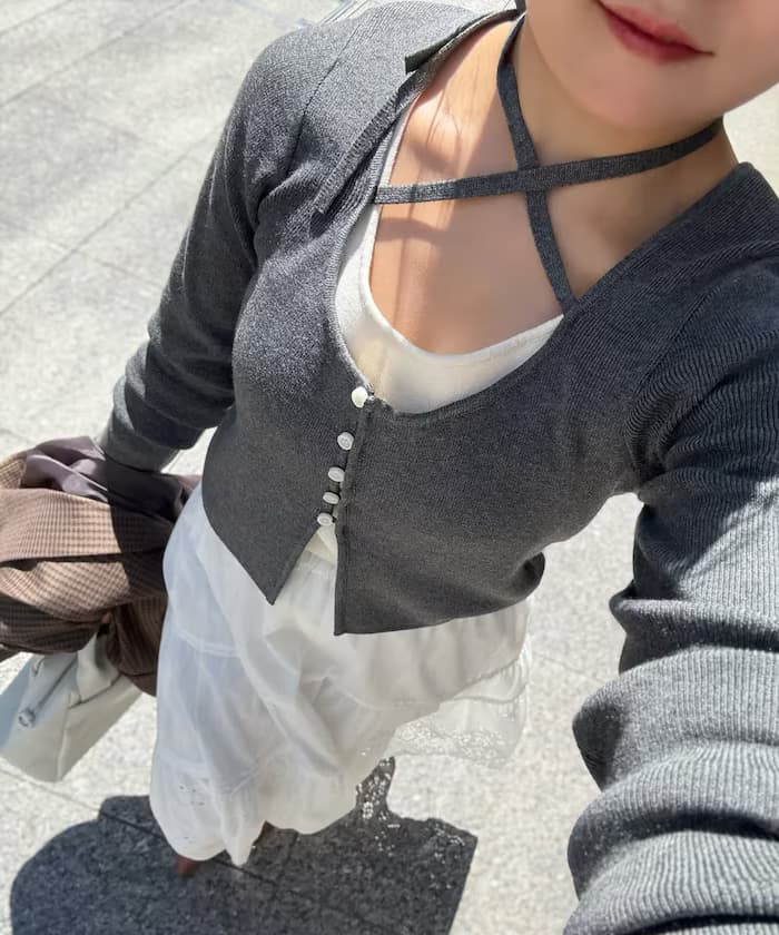 拼接吊帶針織衫