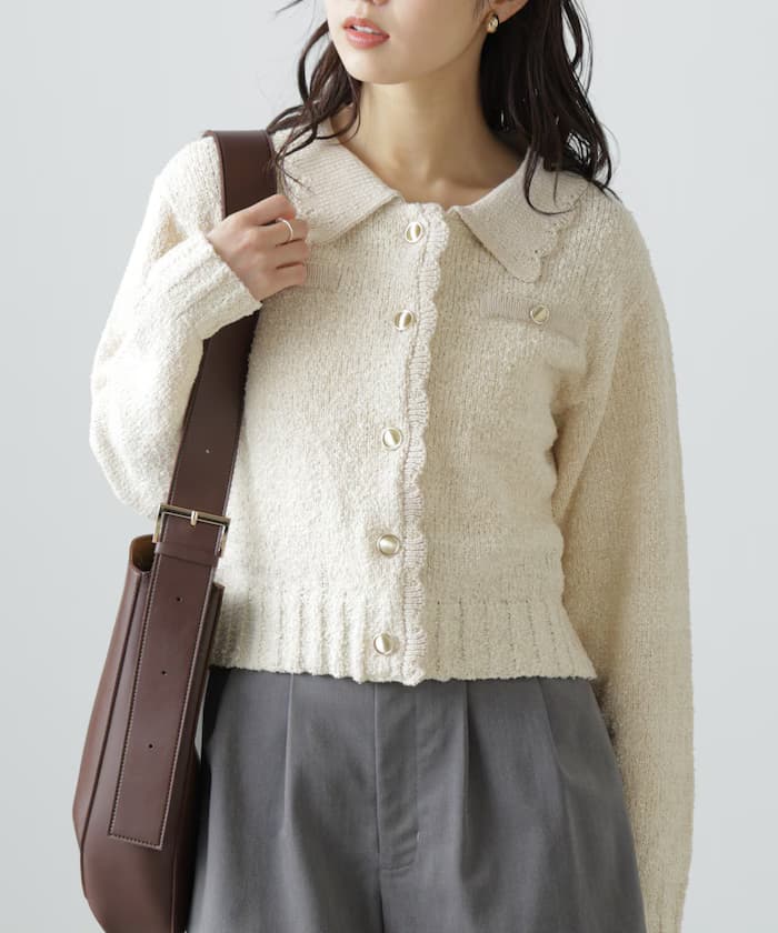 迷你布克雷粗花呢風味針織開衫
