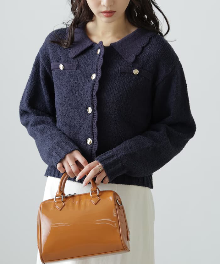 迷你布克雷粗花呢風味針織開衫