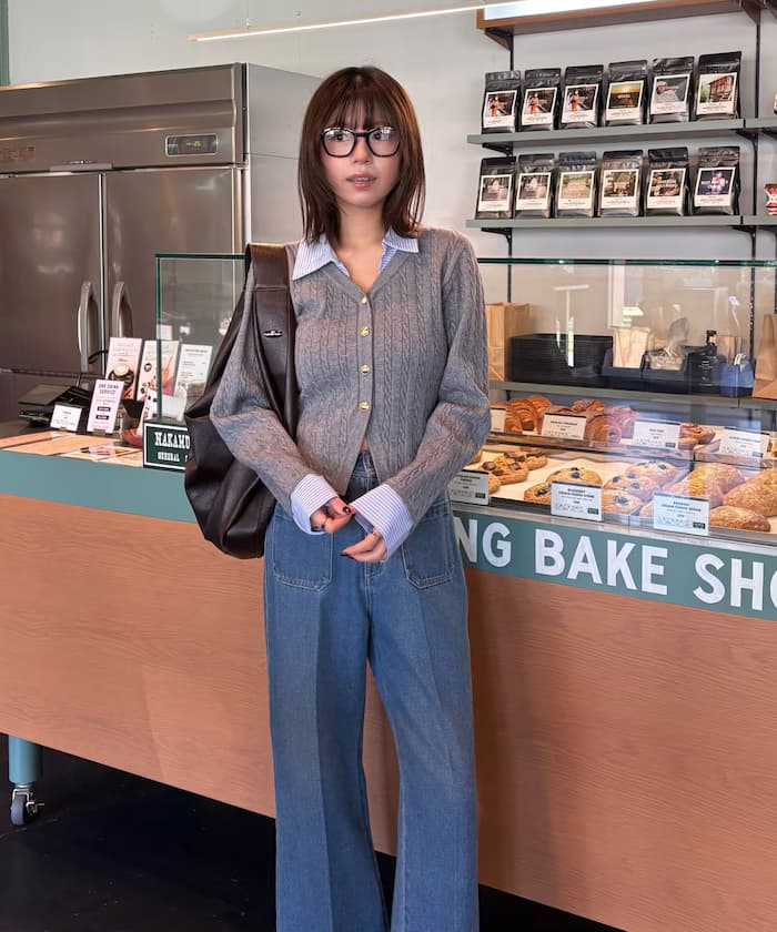 襯衫レイヤードゴールド鈕扣針織衫