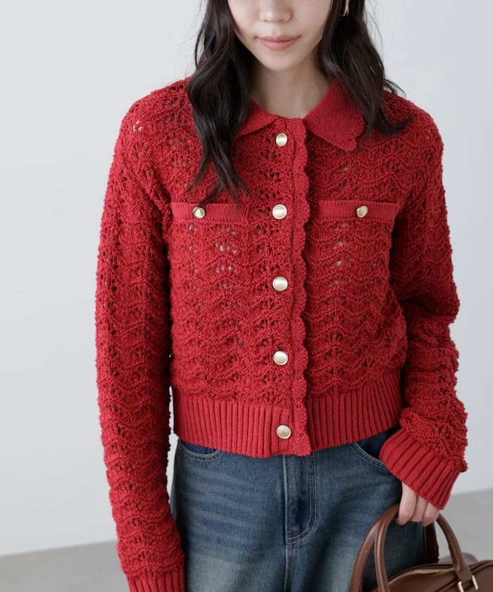 迷你布克雷粗花呢風格配色針織開衫