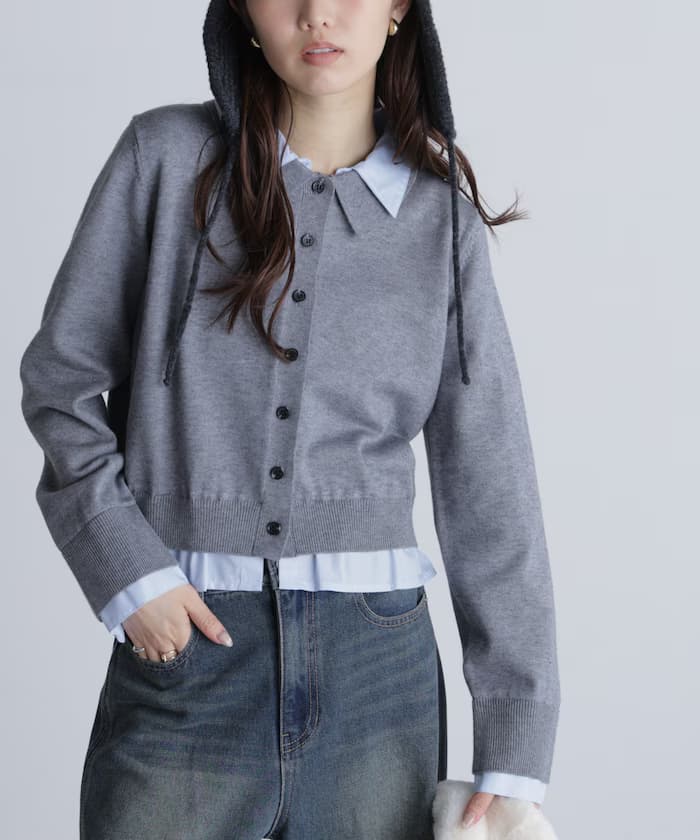 襯衫假層次感Polo針織開衫