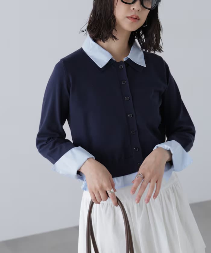 襯衫假兩件式Polo針織開衫