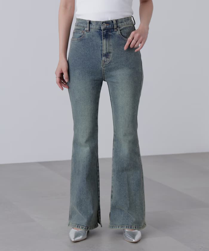 內開叉喇叭牛仔褲