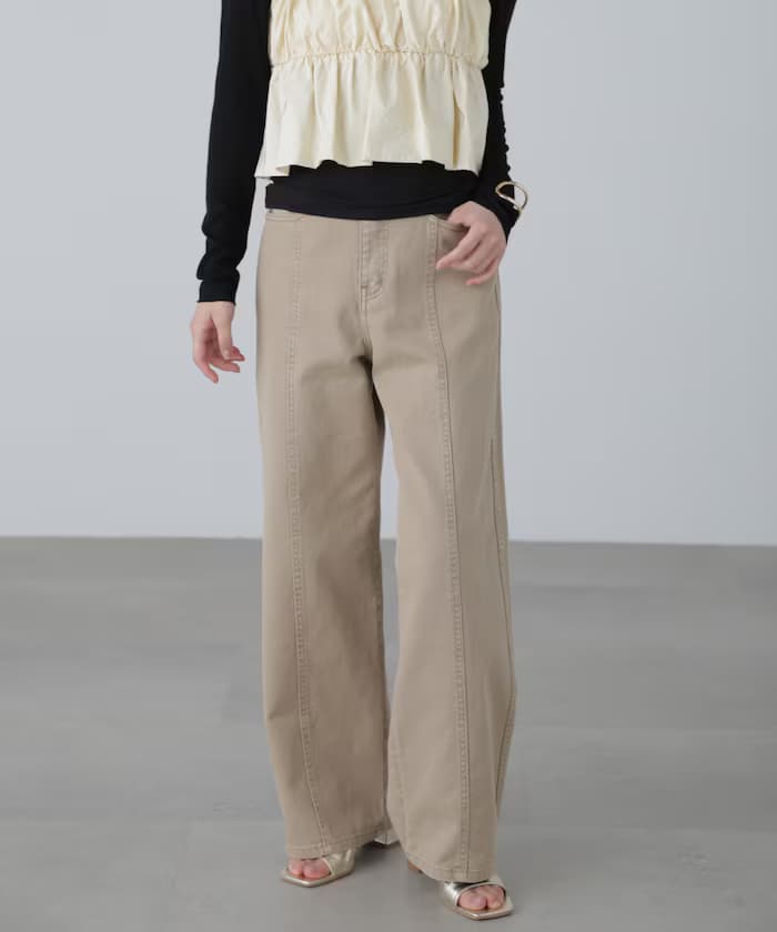 寬版直筒カラー褲子