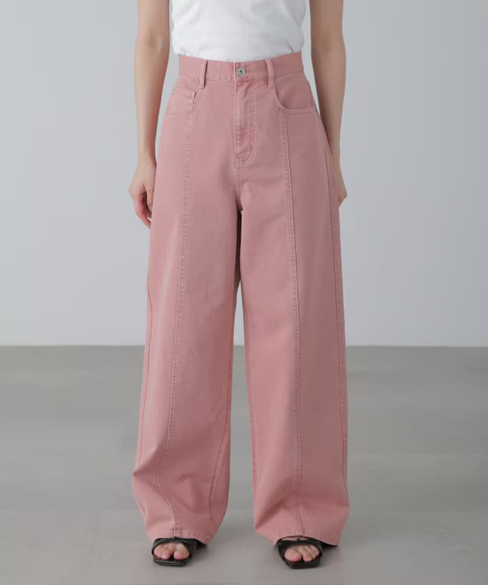 寬版直筒カラー褲子