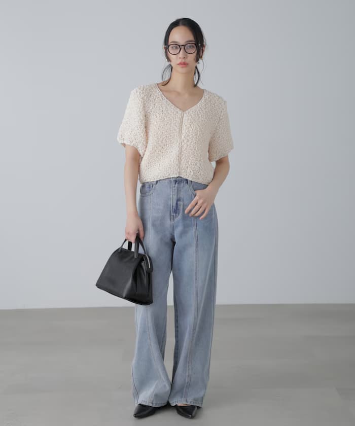 寬版直筒カラー褲子