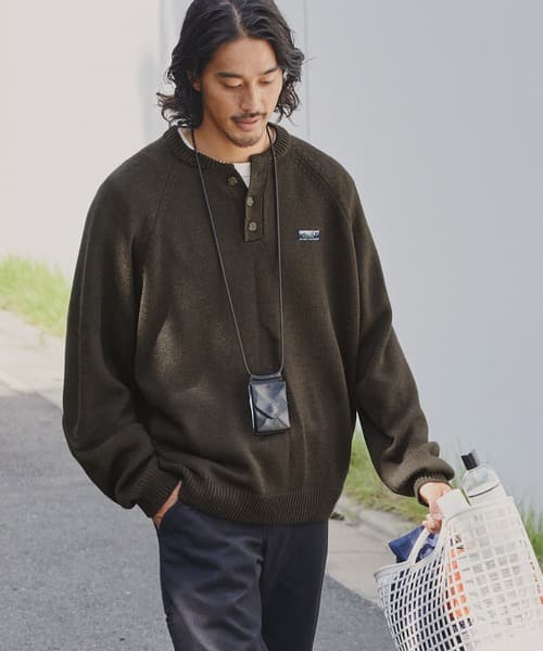 THE CRAFT CREW PRODUCTS 多功能 可水洗 寬版 落肩亨利領針織上衣