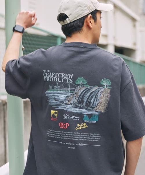 THE CRAFT CREW PRODUCTS 厚磅機能布料 寬版 背面印花圓領短袖T恤 / 抗菌防臭