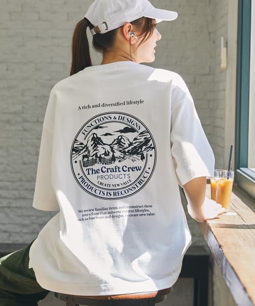 THE CRAFT CREW PRODUCTS 厚磅機能布料 寬版 背面印花圓領短袖T恤 / 抗菌防臭