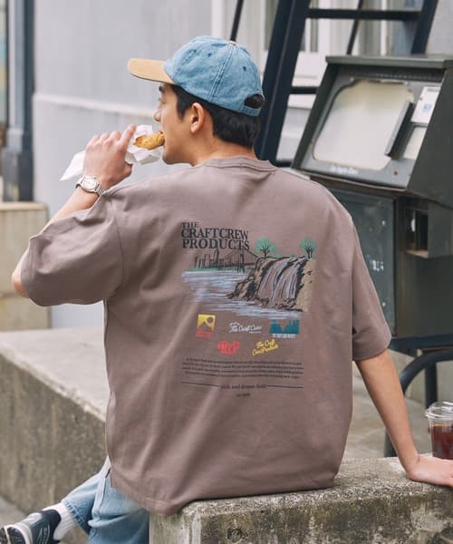 THE CRAFT CREW PRODUCTS 厚磅機能布料 寬版 背面印花圓領短袖T恤 / 抗菌防臭