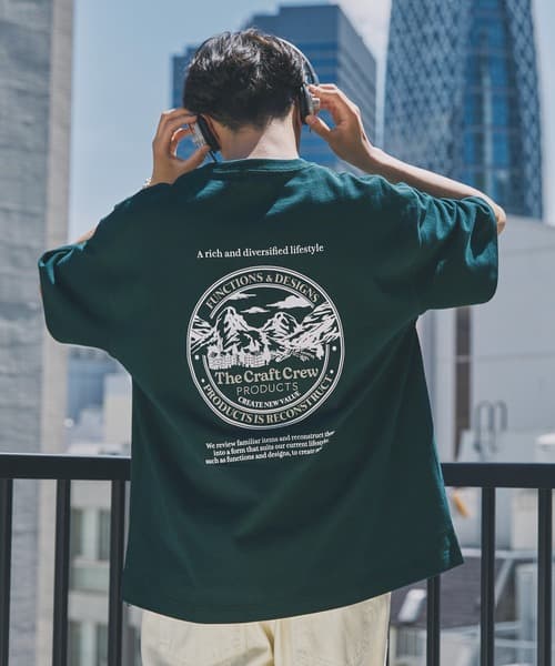 THE CRAFT CREW PRODUCTS 厚磅機能布料 寬版 背面印花圓領短袖T恤 / 抗菌防臭