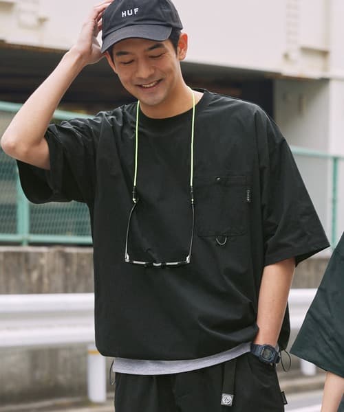 THE CRAFT CREW PRODUCTS【EPIX AIR系列】涼感 吸濕排汗 抗UV 套裝對應 多機能 抽繩 寬版 圓領短袖口袋T恤