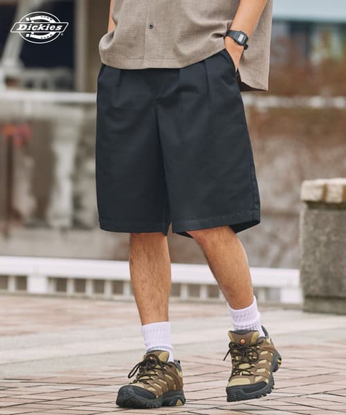Dickies 聯名限定 TC斜紋 雙褶 鬆緊寬版短褲【THE CRAFT CREW PRODUCTS】