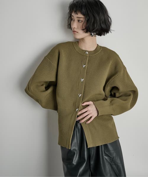 愛心釦 肋織 針織開衫