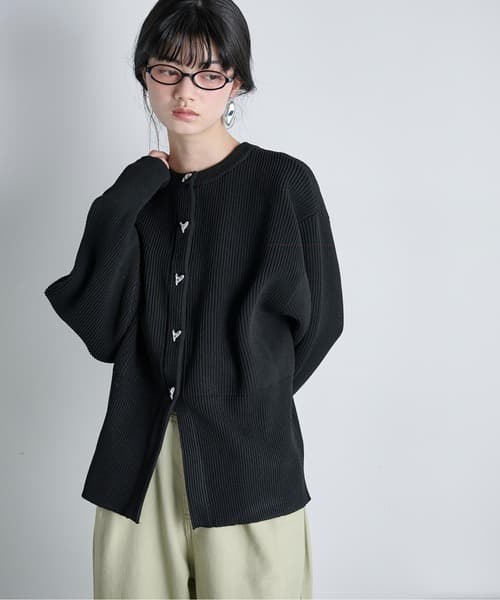 愛心釦 肋織 針織開衫