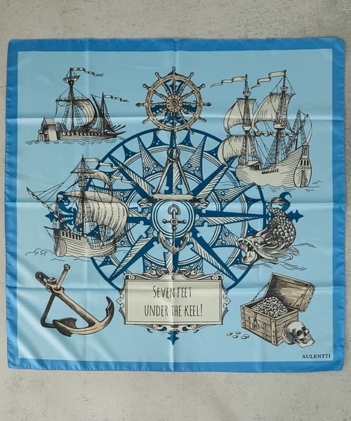 【forksy.】【AULENTTI SCARF】復古風帆船印花 大判多用途圍巾