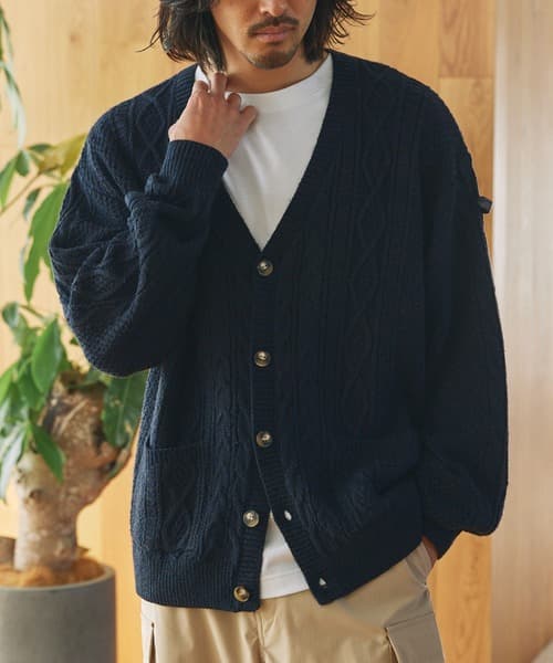 【可水洗】THE CRAFT CREW PRODUCTS 靜電防止 抗起球 麻花針織 V領開衫