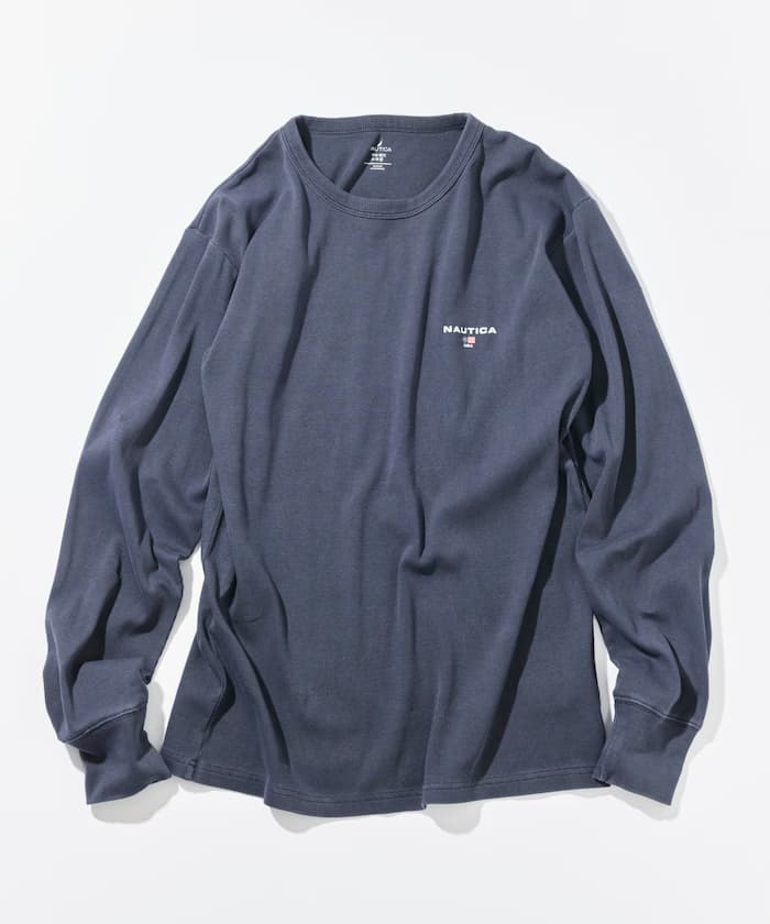 NAUTICA Essential 貼身版型 長袖 圓領 礦染T恤