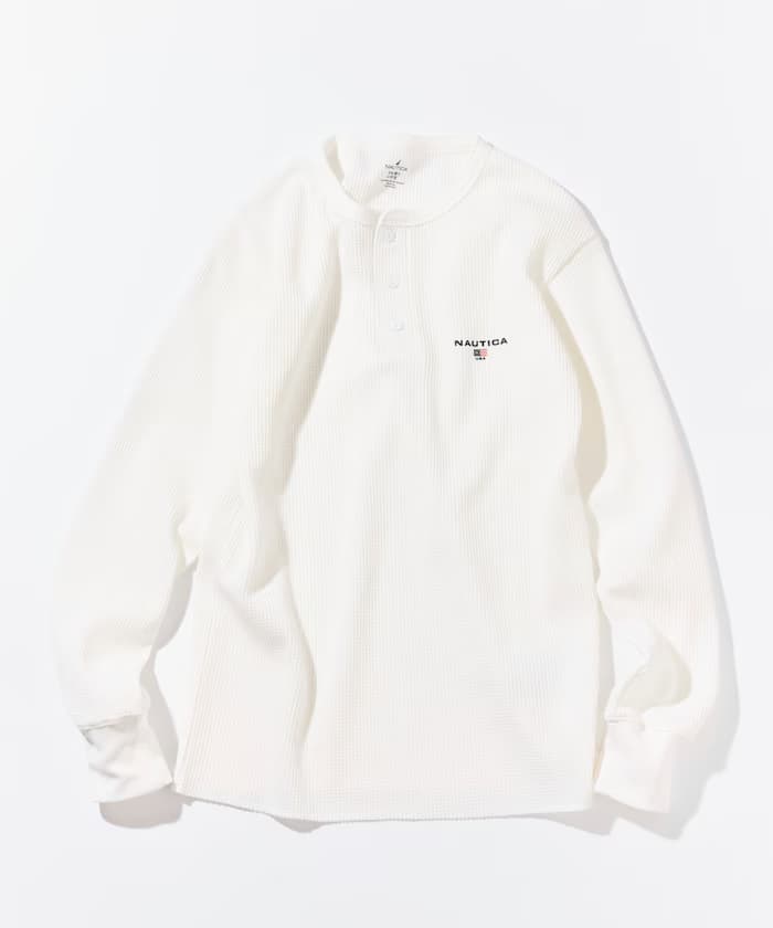 NAUTICA Essential 貼身版型 長袖 亨利領 華夫格 T恤
